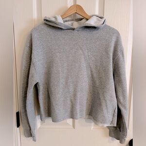 Grey Crop Hoodie Sweatshirt